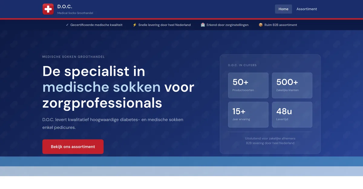 Publieke website van de groothandel