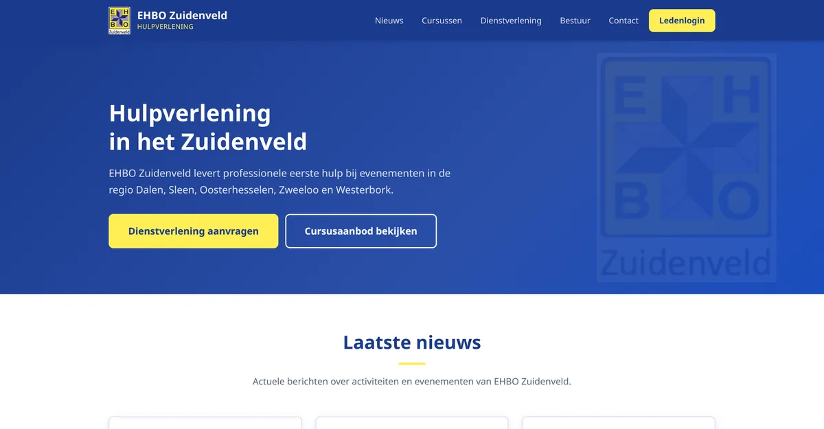 Nieuwe homepage van de vereniging