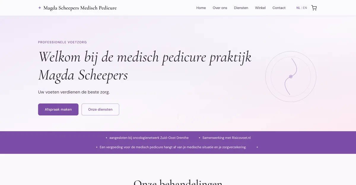 Publieke website van de praktijk